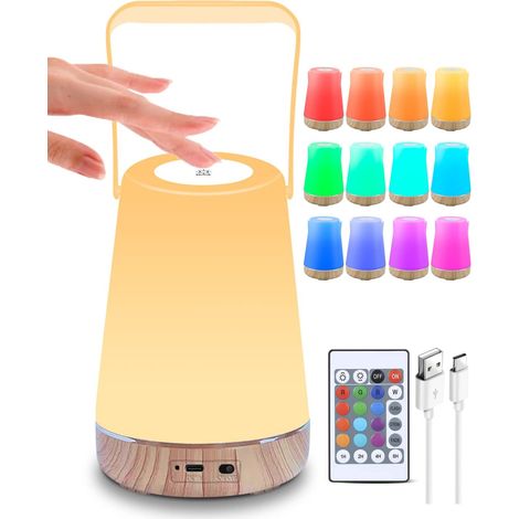 LED Night Light, Kids Bedside Lamp, Touch Bedside Lamp, USB Rechargeable, Portable, 13 Colors RGB Color Changing for Bedroom, Kid's Room, Camping (1/5)