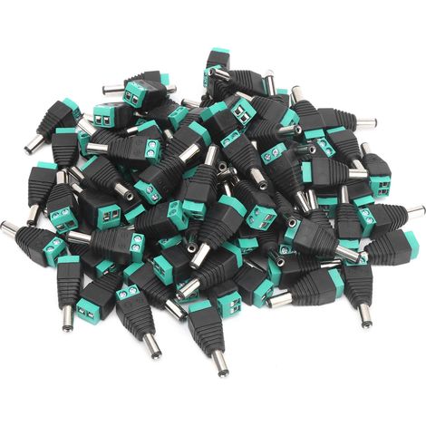 Lot de 100 Connecteurs DC Mâle 12V-36V 80W, Borne de Liaison pour Terminal de Surveillance, Fiche d'Alimentation Électrique (1/5)