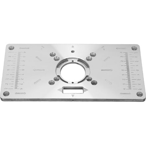 Plaque d'insertion en aluminium pour table de défonceuse, établi de menuisier, fraiseuse, machine à affleurer, 8 trous avec anneaux (1/5)