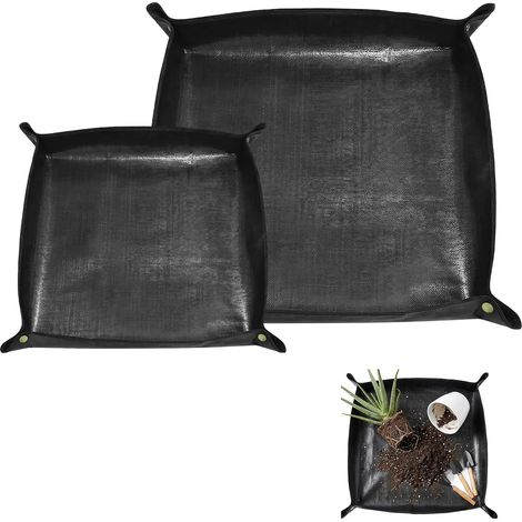 2 pcs Tapis de Rempotage, 100 cm/ 50cm PE Tapis de Jardinage Imperméable, Portable Tapis de Transplantation Pliable pour Repiquage,Rempotage,Succulentes (Noir2) (1/5)