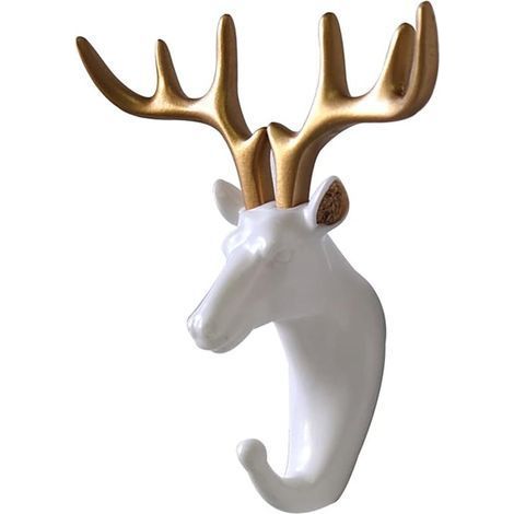 Crochet de Suspension, Patères Porte, Porte Manteau Mural Cerf Animal Tête sans Couture Solide Crochet Manteau Écharpe Casquette Pendaison Support Chambre Mur Décor Cadeau (1/5)