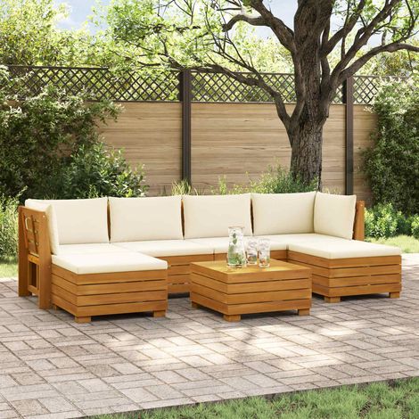 vidaXL Ensemble de canapés d'extérieur avec coussin 7 Pièce Marron