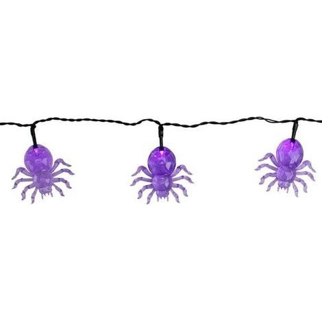 Guirlande lumineuse d'Halloween Northlight 10 LED violettes à piles en forme d'araignée - Câble noir de 1,4 m (1/3)