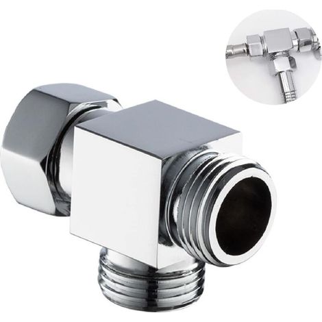 Valvola deviatrice per doccia a 3 vie G 1/2" Soffione doccia Braccio doccia a forma di T Adattatore per doccia Valvola di ricambio Adattatore deviatore per doccia per bagno Cucina
