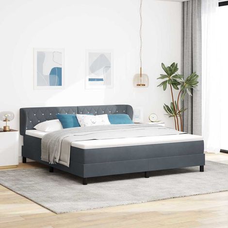 Boxspringbett mit Kopfteil Dunkelgrau 180 x 200 cm Samt (1/5)