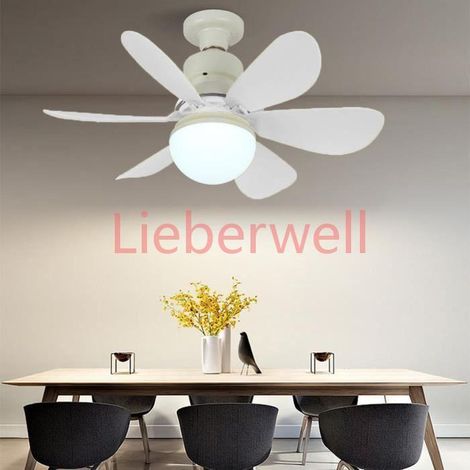 Ventilateur de plafond silencieux ,30W Ventilateur Lampe,3 vitesses ,E27 ventilateur de plafond Pour salon et chambre, 42X20CM (1/4)