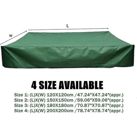 Bâche imperméable et anti-UV pour bac à sable Oxford avec cordon de serrage, noire (150 x 150 cm) (1/3)