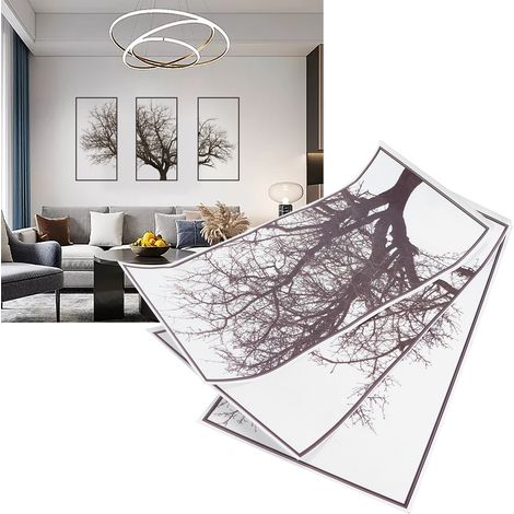 Autocollants Décoratifs Style Scandinave Arbre Gris, Décal Mural pour Décoration d'Intérieur