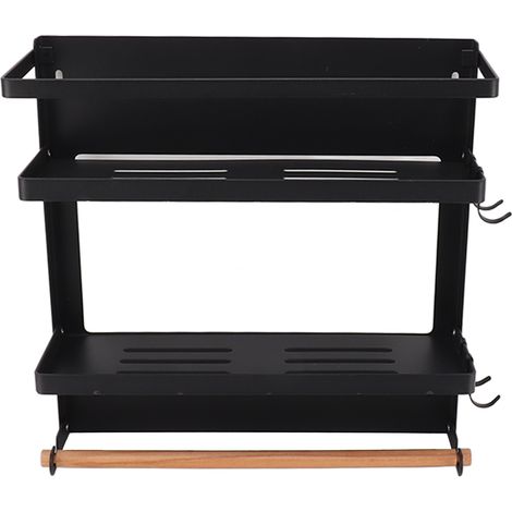 Étagère à épices magnétique pliable, multifonctionnelle et réglable, durable, pour réfrigérateur, double niveau, 30 cm (11,8 po) (1/5)
