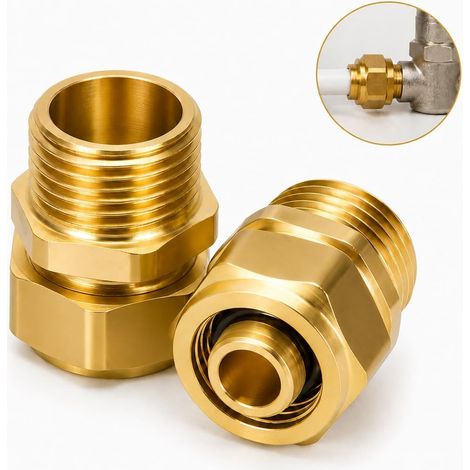 Stück Messing-Ringverschraubungen, 16 mm x 1/2 Zoll, Außengewinde, gerade Verschraubung für 1216 Aluminium-Verbundrohre, Schraubverschraubung für Sanitär-, Wasser-, Heizungs- und Heizungsinstallatione (1/5)
