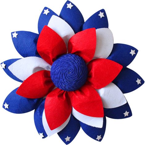 Guirlande De Fête Nationale - Décoration Pour Intérieur Et Extérieur - Diamètre 40 Cm - En Tissu - Rouge Blanc Bleu - 1 Pièce (1/4)