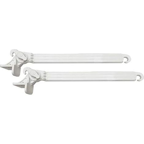 TENDAGGIMANIA Bracci per Tenda da Sole A Caduta 1 COPPIA -con Supporti in Acciaio - Ricoperti in PVC - Regolabile a 180°- Misura 50 cm - Colore Bianco (1/2)