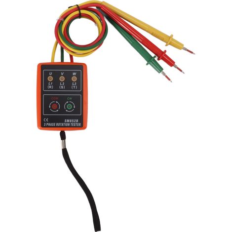 Testeur de rotation de phase triphasé 60 V-600 V à haute efficacité avec indicateur LED (1/5)