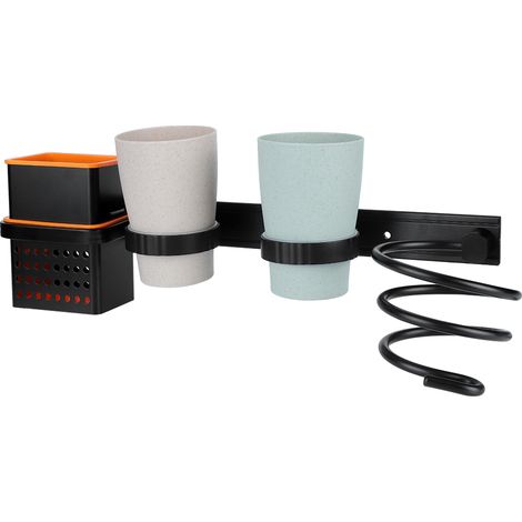 Support pour sèche-cheveux, porte-brosses à dents de salle de bain en aluminium spatial, étagère de rangement multifonctionnelle pour salle de bain (1/5)