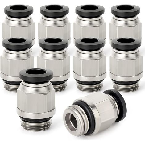 Tube droit 6mm OD x Filet G 1/8 pouce Raccord poussé avec bague d'étanchéité PCG6-01 (Pack de 10) (1/4)