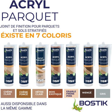 Bostik – Joint acrylique parquet 300ml – Finition esthétique pour parquets et sols stratifiés – Séchage rapide – Compatible tous vernis – Couleur wenge