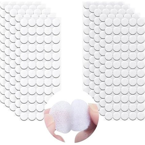 Pastilles Velcro autocollantes, 20 mm de diamètre, 600 pièces, blanches, pour l'école et la maison (1/5)