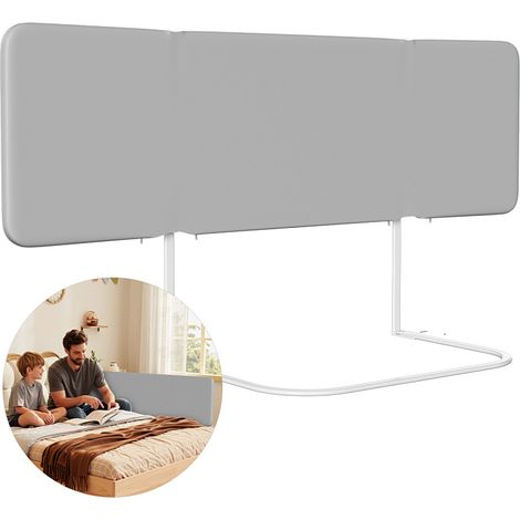 Wolketon Barrera de cama infantil 150 cm, ángulo ajustable 0/90/135/180°, gris (1/5)
