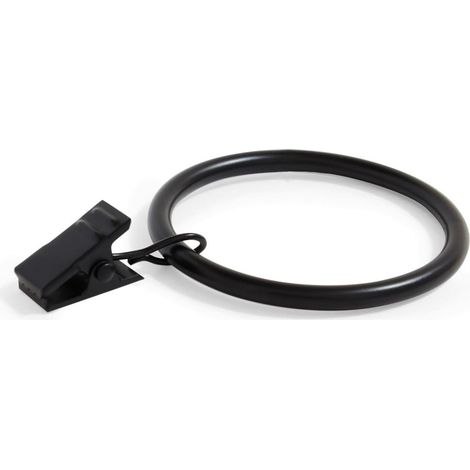 Ahlsen 14 Stück dekorative Vorhangringe mit 5,1 cm Durchmesser, starken Clips – schwarze Farbe. (1/3)