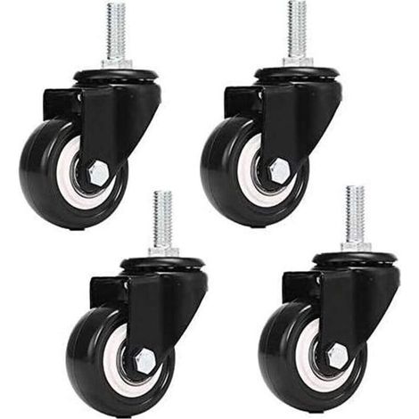 Lot de 4 roulettes pivotantes M8x25mm – Charge 240 kg – PU pour sols durs – Installation facile sur meubles (1/5)