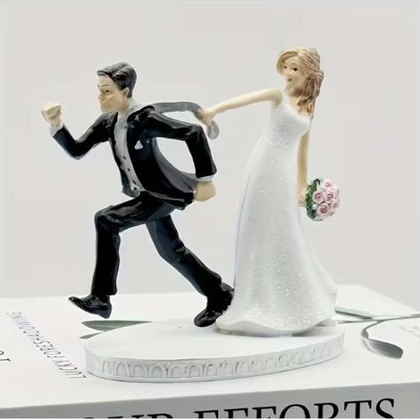 Statue de mariage en résine, design noir et blanc élégant. Idéale pour décoration de mariage, intérieur, Noël, Saint-Valentin (1/2)