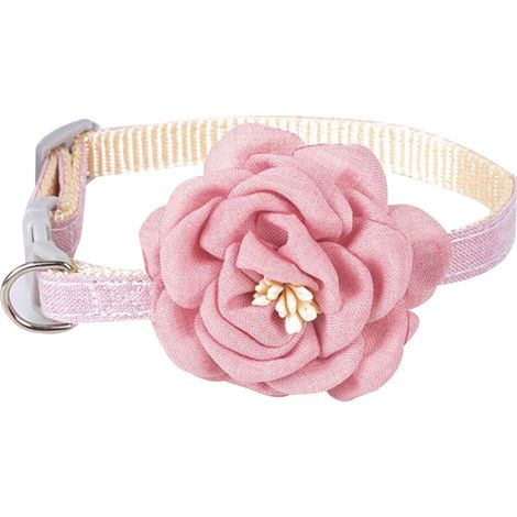 Collier Pour Chat - Collier Pour Chien - Nylon Réglable avec Fleur de Rose Immortelle Clochette et Perle Imitée - 1 Pièce (1/5)