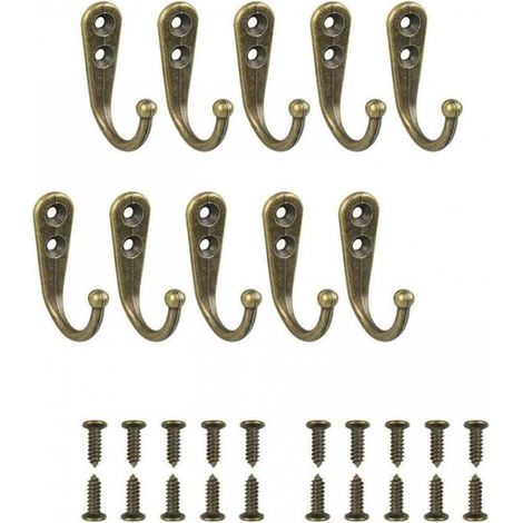 10 pièces crochet simple bronze crochet mural porte-manteau ton bronze avec vis de montage (1/4)
