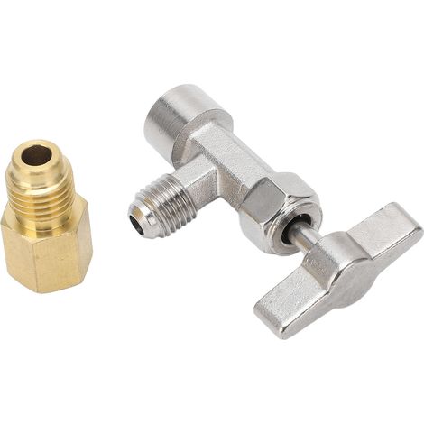 Robinet de boîte auto-obturant 1/4in 1/2in fileté en acier inoxydable, ouvre-boîte distributeur de réfrigérant avec adaptateur tuyau pour voiture (1/5)