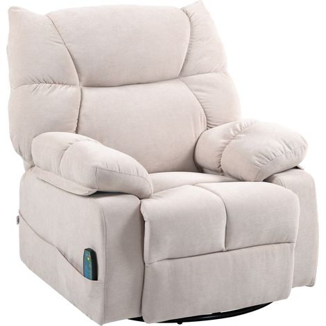 Sillón relax con masaje y calor, reclinable, giratorio, beige, HOMVRA (1/5)
