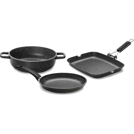 Batteria di Pentole 3 Pezzi in Alluminio Pressofuso Antiaderente Olympia Hard Cook (1/5)