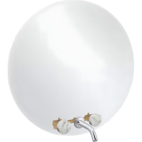 Espejo LED redondo de 3 orificios + mezclador de lavabo empotrado de 3 orificios JACOB DELAFON Grands Boulevards cautivador mármol y cromo