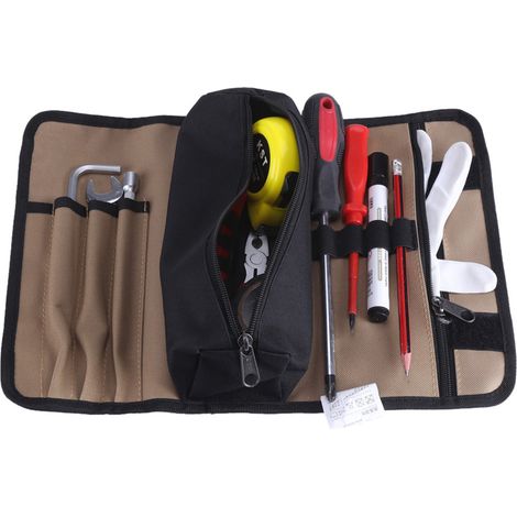 Werkzeugkoffer für Elektriker (36 x 25 cm), rollbare Werkzeugtasche aus strapazierfähigem, wasserdichtem Canvas, praktische Aufbewahrung für Heimwerkerbedarf, mehrere Fächer, robuste und langlebige Ta (1/5)