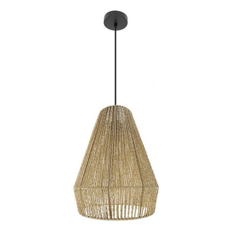 Calabria Pendelleuchte Schwarz/Natur 1xE27 (65140xØ34x34cm)