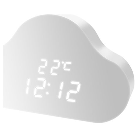 Réveil électronique Cloud Clock avec boîtier en bois massif, veilleuse, commande vocale, affichage de la température en temps réel et réglage de la luminosité sur trois niveaux. (1/5)