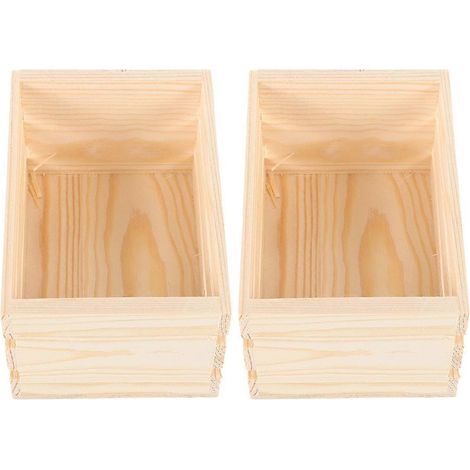 Lot de 2 caisses miniatures en bois, accessoires de décoration polyvalents, paniers de rangement en bois pour maison de poupée, présentoirs miniatures pour aliments et boissons de supermarché. (1/5)