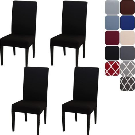 Stuhlhussen 4er Set Stretch für Esszimmerstühle, abnehmbar, waschbar, schwarz (1/5)