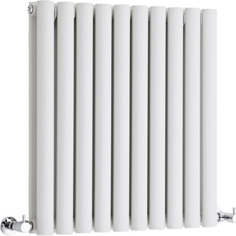 Milano Aruba White Horizontal Double Oval Panel Radiator - 635mm x 590mm