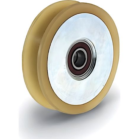 Roue à gorge RONDE Vulkollan® Silencieuse Ø 120 mm pour rail rond Ø 20 mm