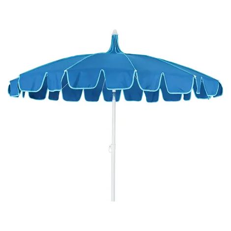 Parasol da giardino blu con bordo verde acqua, ø195 x 215 cm