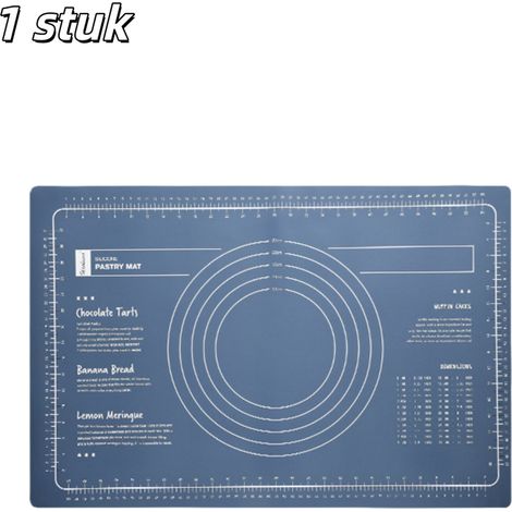 1 tapis de cuisson en silicone (65 x 45 cm) avec surface de cuisson épaisse et graduée, revêtement antiadhésif, idéal pour gâteaux, pains, biscuits, pizzas, fondant, pâtes et plus encore. Couleur : bl (1/5)