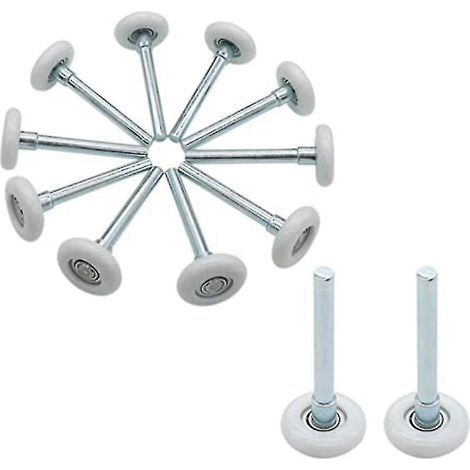 Lot de 12 roulettes de porte de garage en nylon de 4,5 cm (1,8 pouce) de diamètre et tige de 10 cm (4 pouces) de hauteur, silencieuses et adaptées aux rails de porte de garage. (1/5)