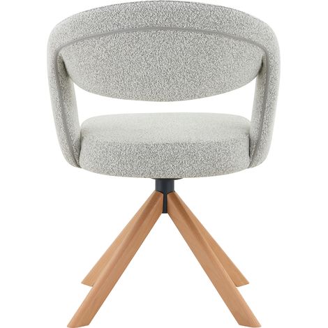 Lot de 2 chaises pivotantes rétro luxe. Tissu texturé gris clair avec pieds en bois massif, hauteur totale 81,5 cm, rotation silencieuse à 360° et dossier incurvé. Convient à la salle à manger et au s (1/5)