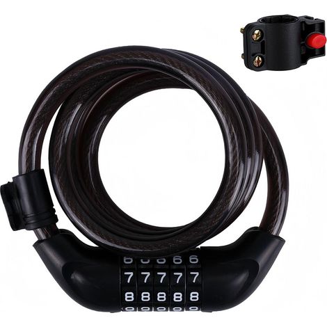 Antivol Velo,Cadenas de velos Long 120cm x 12mm,Câble Antivol pour Vélo Scooter Motos Portail Vélo avec 5 Chiffres Intelligente Code et Vélo Poussette,Verrouillage à Vélo Antivol (1/5)