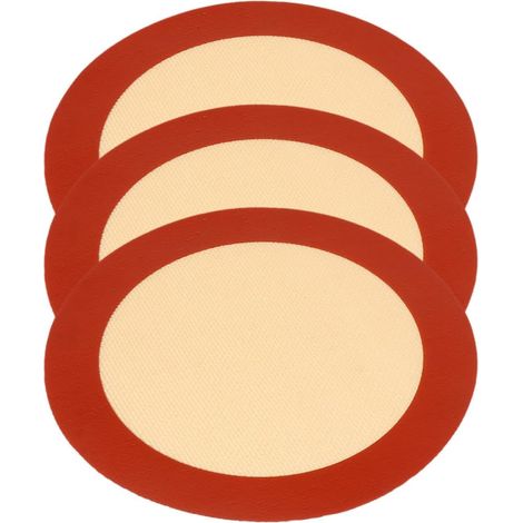 EXCEART Lot de 3 Tapis de Cuisson en Silicone Rouge Rond, Anti-adhérent et Facile à Nettoyer, Adaptés pour Micro-ondes et Cuisson de Pizza'-'- (1/5)