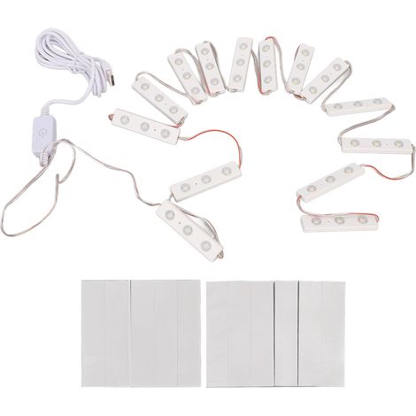 Miroir de maquillage LED blanc tactile 14 cordes (42 puces lumineuses) à intensité variable USB, éclairage de coiffeuse pour salle de bain (1/5)
