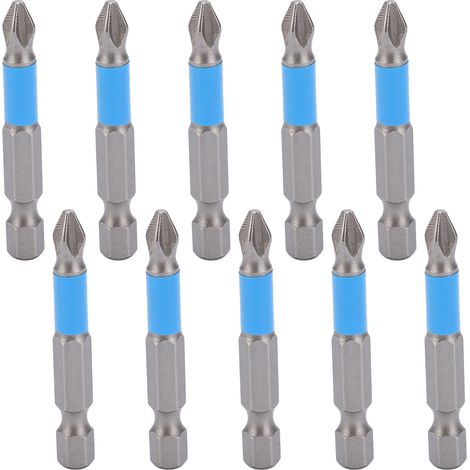 10 Stück 50 mm S2 Starkmagnet-Bit PH2 Rutschfester elektrischer Schraubendreher-Kreuzschlitzbit für Heimmöbel (1/5)