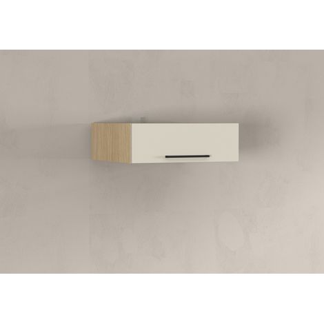 Meuble haut 1 abattant de cuisine moderne cachemire/chêne Louna (1/5)