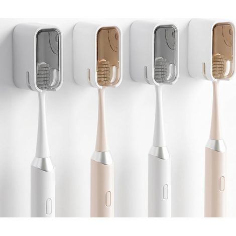 4 Pièces Supports de Brosse à Dents Muraux Auto Adhésif Solide Anti Poussière et Étanche Facile à Retirer 3 virgule 7 x 3 virgule 2 (1/4)