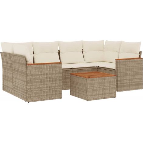 Set Divani da Giardino 7 pz con Cuscini Beige in Polyrattan vidaXL (1/5)