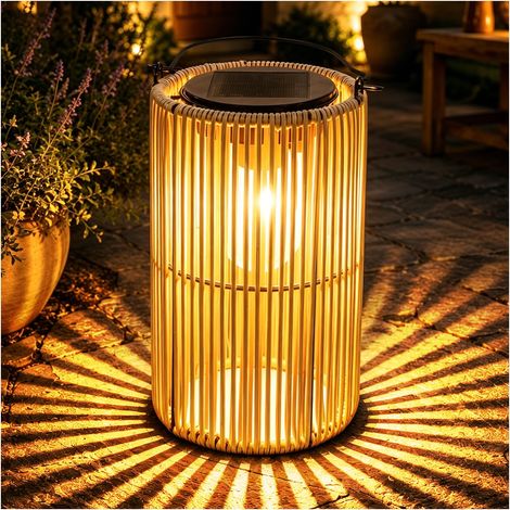 Lanterne solaire d'extérieur étanche – Lanterne solaire plus lumineuse à suspendre avec lueur chaude de 3000 K, lampes solaires décoratives pour jardin, terrasse, cour, allée, arbre, table (1/5)